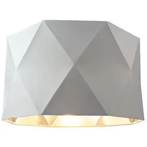 Grey Cotton 12 Geometric Shade with Inner Brushed Silver Metal Effect Lining