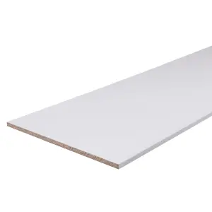 White Semi edged Furniture panel, (L)2.5m (W)200mm (T)16mm