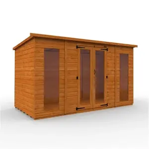 12ft x 6ft (3550mm x 1750mm) Horsforth Shiplap Full Pane Pent Retreat Summerhouse with 2 Windows