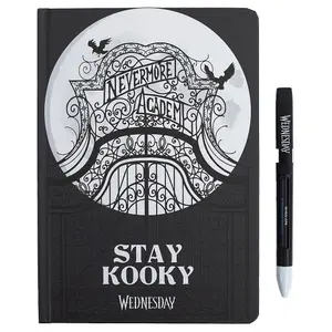 Wednesday Stay Kooky Notebook & Pen Set Black/Grey (One Size)