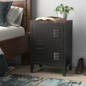 Mira Bedside Table Black White