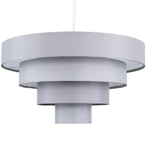 ValueLights Nevada Modern 4 Tier Grey Fabric Ceiling Pendant Light Shade