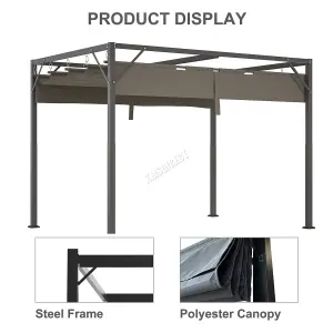 BIRCHTREE 3x2M PE Canopy Pergola Steel Frame Adjust Shade Pergola Shelter Backyard Grey