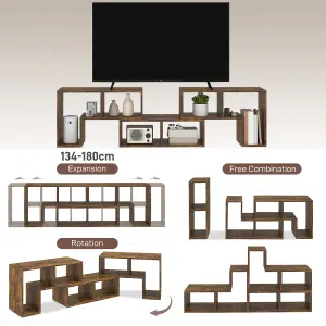 HOMCOM TV Unit for TVs up to 75 Inches, Free Combination TV Stand, Brown