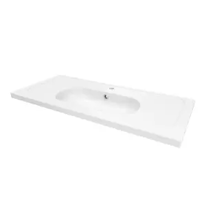 GoodHome Levanna Gloss White Rectangular Vanity Basin (W)100.6cm