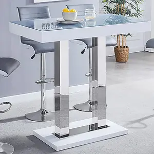 Caprice Grey White Gloss Bar Table 4 Ritz Grey White Stools