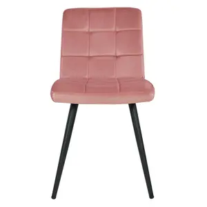 Leann Tufted Velvet Upholstered Back Side Chair (Set of 2) Pink Velvet