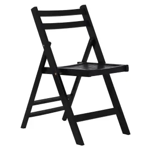 Interiors by Premier Wood Black Finish Folding Chair, Space-saver Camping Chair, Easy Foldable Wood Chair, Easy to Clean Chair