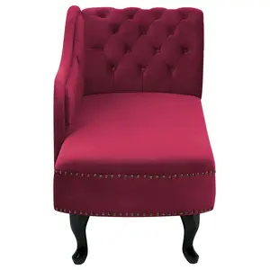 Right Hand Chaise Lounge Velvet Burgundy NIMES