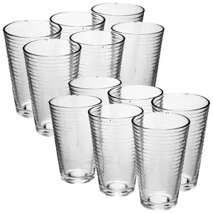 URBNLIVING 300ml 12 Pcs London Drinking Patterned Cup Water Juice Cocktail Tumbler Glassware Sets