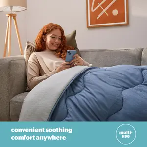 Seersucker Coverless Duvet 2.5 Tog Blue/Grey - Super King