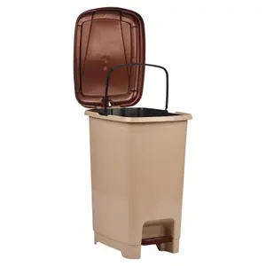 URBNLIVING Height 41cm Cappuccino 15L Slim Foot Pedal Rubbish Bin Trash Garbage Can Waste Basket With Insert & Lid