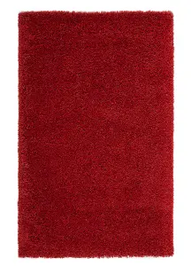 Modern Easy to Clean Red Plain Shaggy Rug for Dining Rug-60cm X 120cm