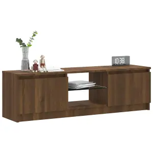 Berkfield TV Cabinet with LED Lights Brown Oak 120x30x35.5 cm