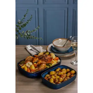 Mason Cash Reactive Blue Rectangular Baking Dishes (set of 2) (Set of 2)