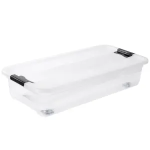 Keeeper Crystal Box 33 Litre with Lid and Caster Wheels - Transparent