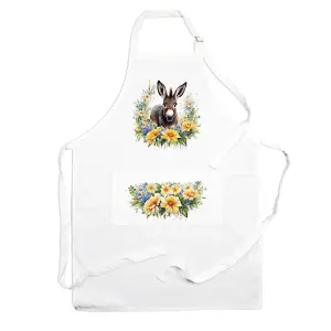 Purely Home Farm Animals & Flowers Donkey Foal Apron - Floral Gifts for Her - Cooking & Baking