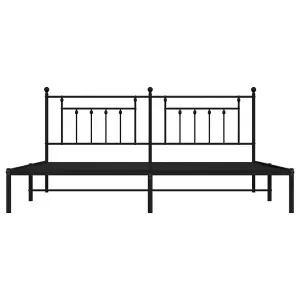 Berkfield Metal Bed Frame with Headboard Black 193x203 cm