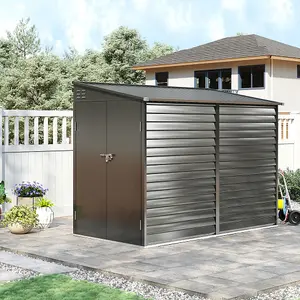 8.8 x 4.7 ft Garden Storage Shed with Single Lockable Door Outdoor Metal Sheds Storage House for Backyard Patio