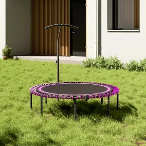 48in Bungee Cords Foldable Round Trampoline with Adjustable T-Handle Bar in Pink