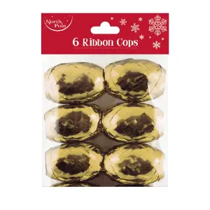 North Pole Christmas Ribbon Cops (Pack Of 6) Gold (One Size)