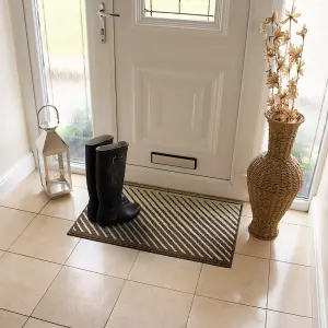 JVL Stellar Machine Washable Latex Backed Doormat, 50x80cm, Brown