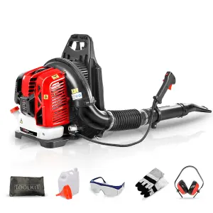 BU-KO 63CC Petrol Backpack Leaf Blower - Powerful 2 Stroke Air Cooled Engine