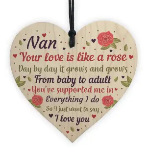 Red Ocean Nan Gifts Wooden Heart Nan Birthday Gifts Love Plaque Grandparent Gifts Mothers Day Gift Keepsake Sign