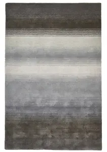 Grey Handmade Luxurious Modern Plain Wool Abstract Rug For Bedroom & Living Room-120cm X 170cm