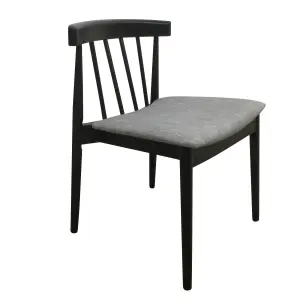 Goran Dining Chair Black Frame Grey Seat (Pair in Box)