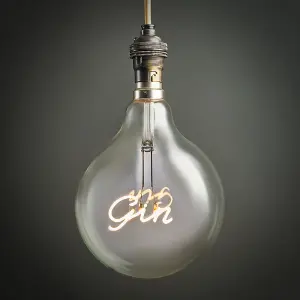 ValueLights Vintage Style 2w LED BC B22 Bayonet Cap Word Script Gin Design Clear Light Bulb - Gin