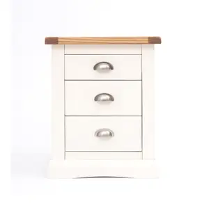 Cosenza 3 Drawer Bedside Table Chrome Cup Handle