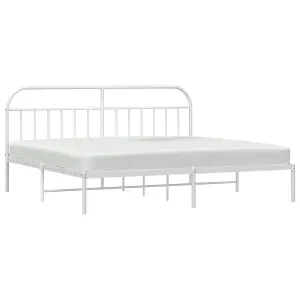 Berkfield Metal Bed Frame with Headboard White 200x200 cm