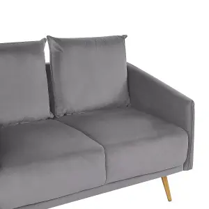 2 Seater Velvet Sofa Grey MAURA