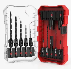 EZARC 80331010 countersink drill bits set 15Pcs tapered drill bits storage box