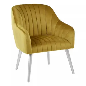 Interiors by Premier Comfortable Mustard Fabric Armchair For Reading, Mid-century Modern chair For Livingrooms, Sleek Armchair