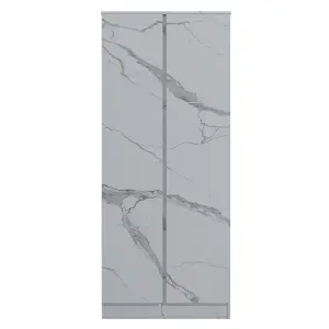 ZITA - 2 Door Plain Wardrobe in Matt White Marble Effect