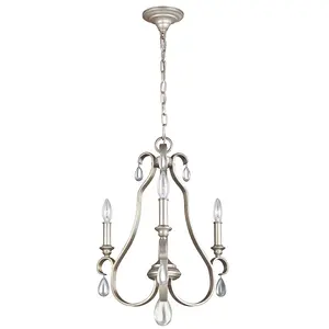 Elstead Dewitt Chandelier 3 Light Silver Finish, E14