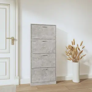 Berkfield Shoe Cabinet Concrete Grey 59x17x150 cm Engineered Wood