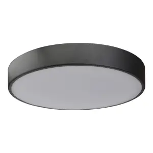 GoodHome Wapta Flush Matt Metal & plastic Black Bathroom LED Ceiling light