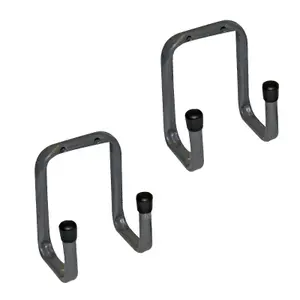 2 x Wall Mounted 70mm Tool, Bike Double Storage Hooks for Garages Sheds & Workshops