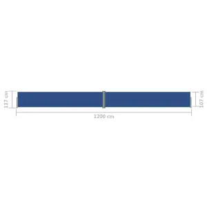 Berkfield Retractable Side Awning Blue 117x1200 cm