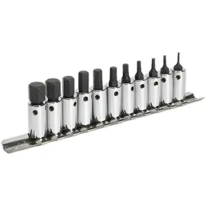 11-Piece S2 Steel Hex Socket Bit Set with 1/4-Inch Drive for Precision Fastening