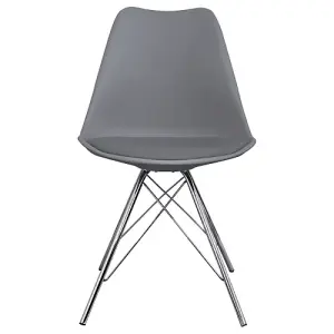 Soho Dark Grey Plastic Dining Chair with Chrome Metal Legs