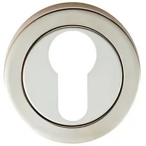 Round Euro Profile Escutcheon 52mm Dia Concealed Fix Bright Steel