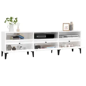 Berkfield TV Cabinet High Gloss White 150x30x44.5 cm Engineered Wood