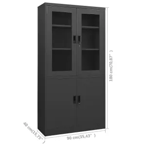 Berkfield Office Cabinet Anthracite 90x40x180 cm Steel