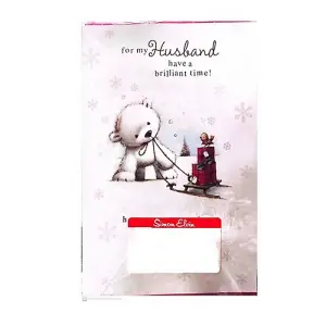 Simon Elvin Have A Brilliant Time Husband Bear Christmas Card (Pack of 12) White (One Size)