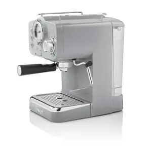 Swan Retro Pump Espresso Coffee Machine, Grey, 15 Bars of Pressure, Milk Frother, 1.2L Tank, SK22110GRN