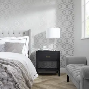 Camden Wave Wallpaper In Soft Grey And Silver